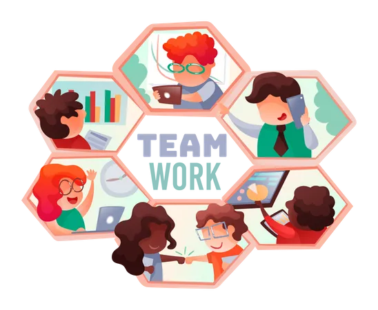 Teamwork process  Illustration