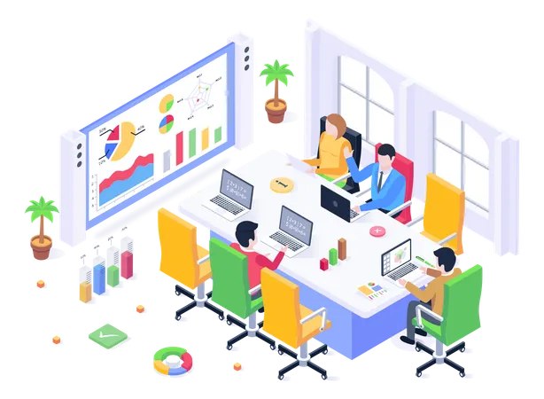 Teamwork Project Isometric Illustration Editable Vector Illustration