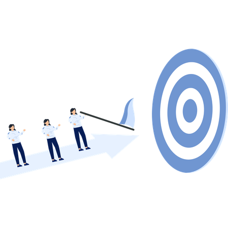 Teamwork Reaching Target  Illustration