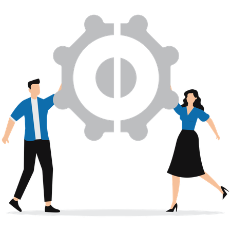 Teamwork Spirit partnership to get solution  Illustration