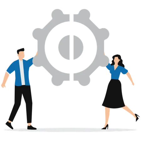 Teamwork Spirit partnership to get solution  Illustration