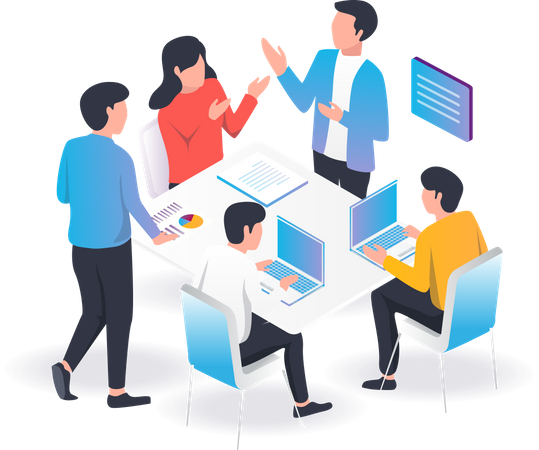 Teamwork strategy meeting Illustration