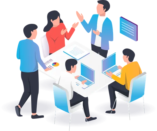 Teamwork strategy meeting Illustration