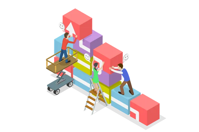 3 D Isometric Flat Vector Conceptual Illustration Of Teamwork Success Project Strategy Planning Illustration