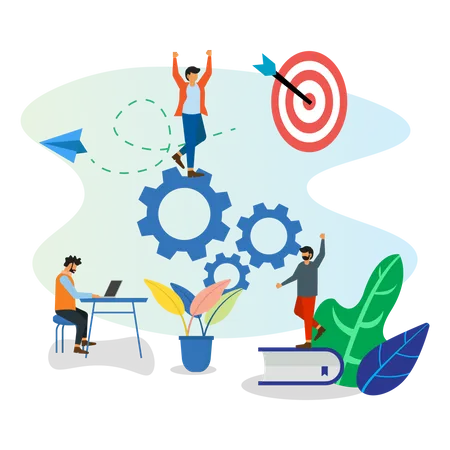 Teamwork to achieve targets  Illustration