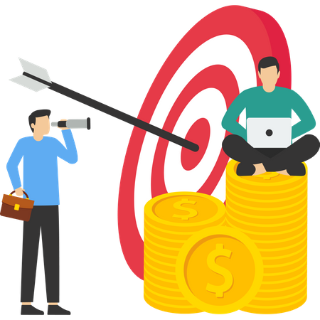 Teamwork to achieve targets  Illustration