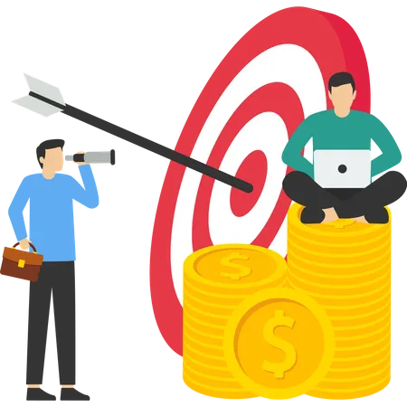 Teamwork to achieve targets  Illustration