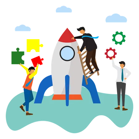 Teamwork to build a Startup  Illustration