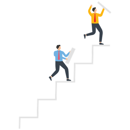 Teamwork to build stairs  Illustration
