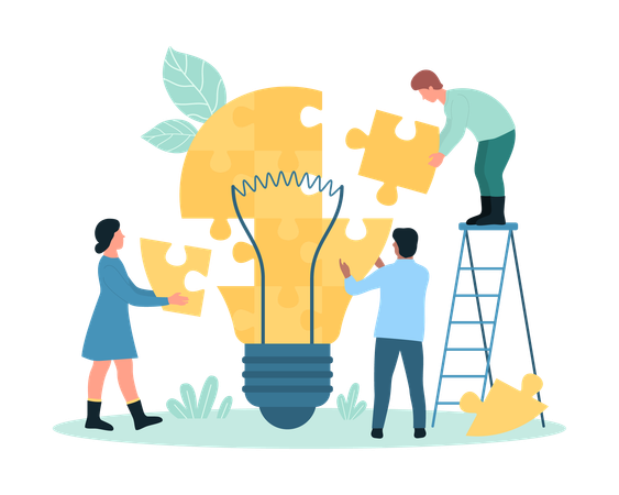 Teamwork to develop creative idea  Illustration