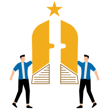 Teamwork to help achieve goal together  Illustration