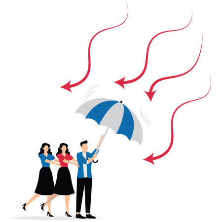 Teamwork to help business survive crisis  Illustration