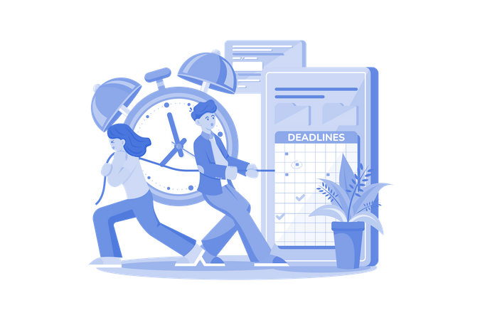 Teamwork with schedules and tasks  Illustration