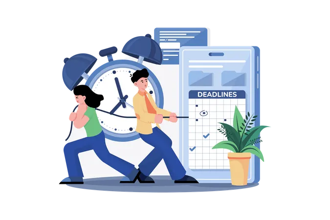 Teamwork with schedules and tasks  Illustration