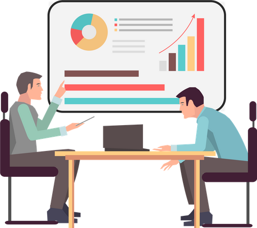 Teamwork with statistics analysis  Illustration