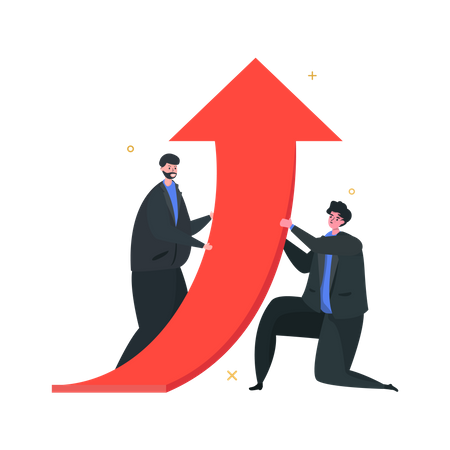 Teamwork working for business growth Illustration
