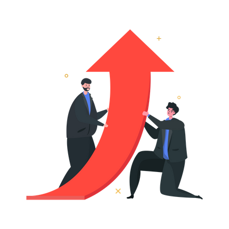 Teamwork working for business growth  Illustration