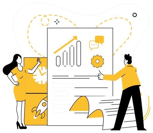 Durch Teamzusammenarbeit und Brainstorming wird die Kreativität angeregt und Herausforderungen werden in innovative Lösungen für das Team umgewandelt.  Illustration