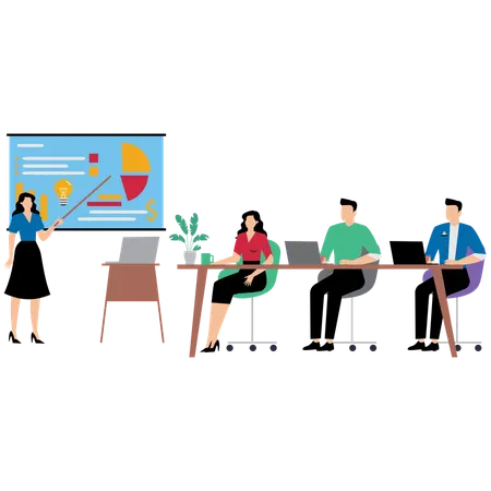 Tech Startup Team listening presentation  Illustration