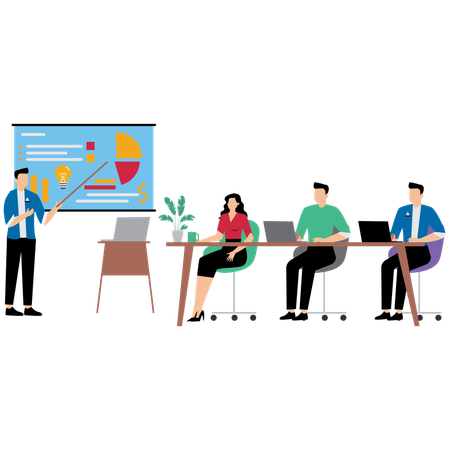 Tech Startup Team listening presentation  Illustration