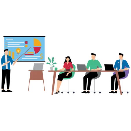 Tech Startup Team listening presentation  Illustration