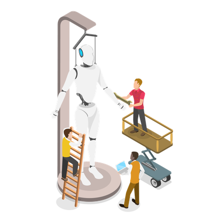 Tech Startup working on robot development  Illustration