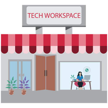 Tech Startup Workspace  Illustration