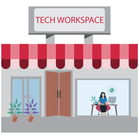 Tech Startup Workspace  Illustration