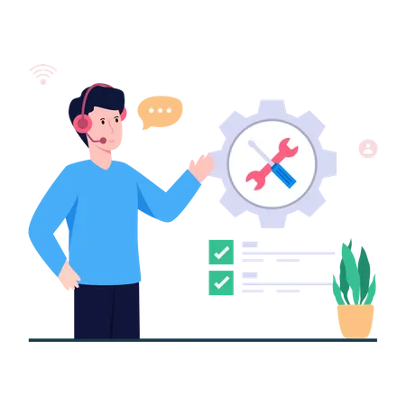 Colored Design Icon Of Technical Assistant Illustration