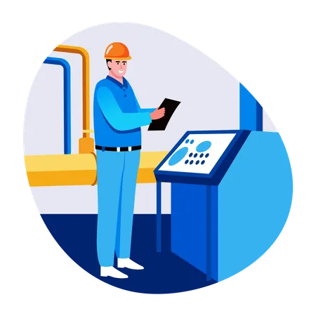 Technical specialist working with operator  Illustration