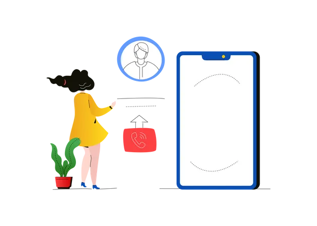 Technical Support Modern Flat Design Style Illustration On White Background A Composition With A Female Character A Girl Going To Make A Call A Smartphone With Place For Your Image On The Screen Illustration