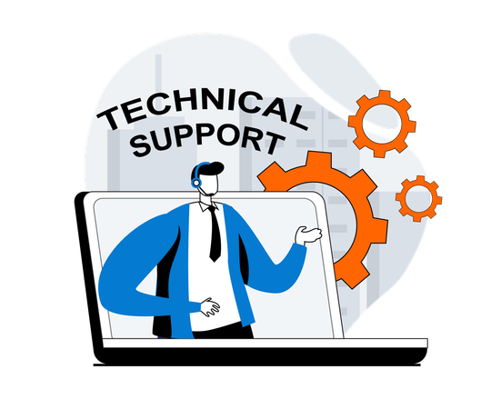Technical support provides 24 hours services  Illustration