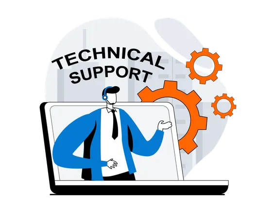 Technical support provides 24 hours services  Illustration