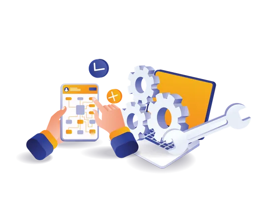 Technician computer application controller  Illustration