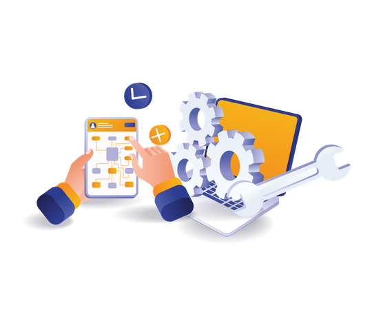 Technician computer application controller  Illustration
