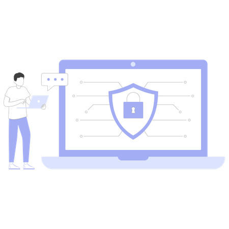 Technician ensures computer security  Illustration