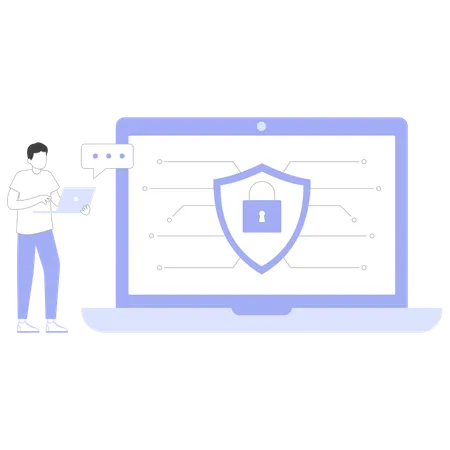 Technician ensures computer security  Illustration