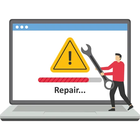 Technician fixes web errors  Illustration