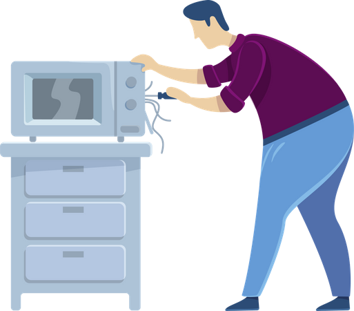 Technician fixing microwave  Illustration