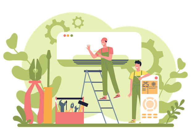 Technician repair air conditional  Illustration