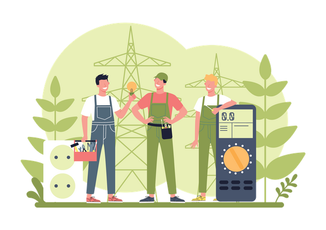 Technician repair of electrical element  Illustration