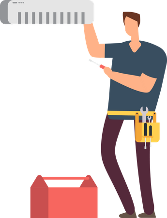 Technician repairing ac Illustration