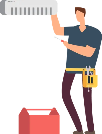 Technician repairing ac Illustration