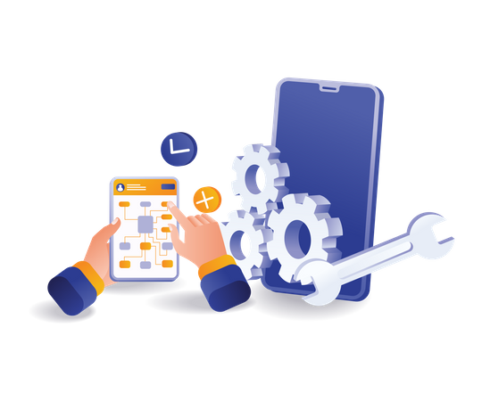 Technician smartphone app controller  Illustration