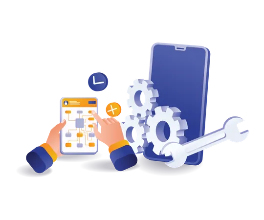 Technician smartphone app controller  Illustration