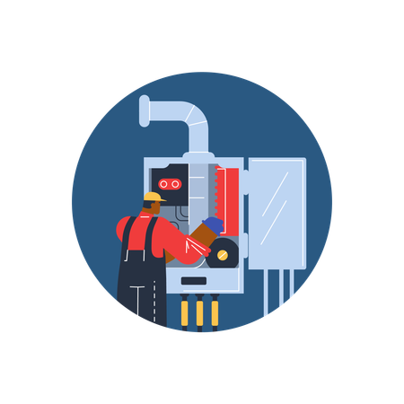 Technician worker check and adjust equipment  Illustration