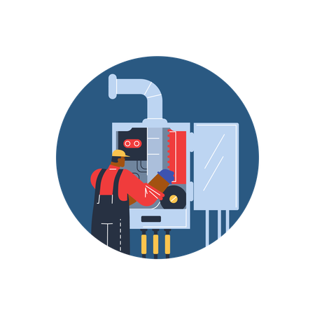 Technician worker check and adjust equipment  Illustration