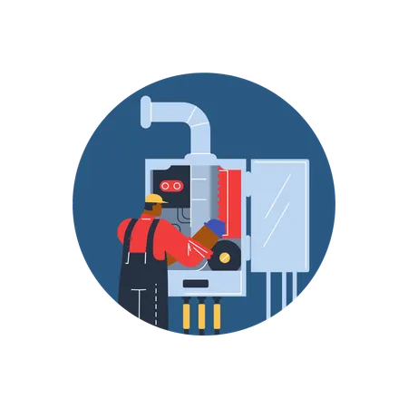 Technician worker check and adjust equipment  Illustration