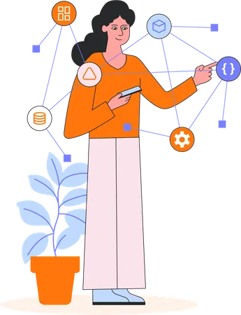 Technician working on app management  Illustration