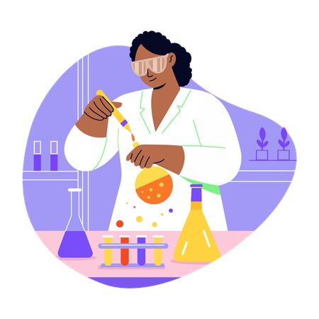 Technicien de laboratoire effectuant des recherches  Illustration